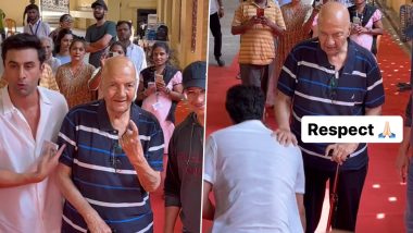 Video of Ranbir Kapoor Seeking Prem Chopra’s Blessing by Touching His Feet During Voting at a Mumbai Polling Booth Wins Over the Internet – WATCH