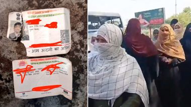 Sambhal Lok Sabha Election 2024: Voters Allege They Were Being Turned Away From Polling Booth by UP Police Before Casting Vote, Accuse Cops of Tearing Their Aadhaar Cards (Watch Videos)