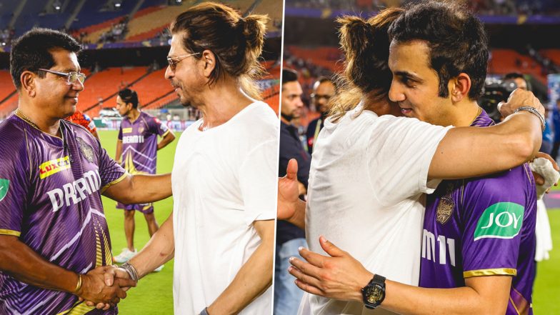 Shah Rukh Khan Hugs Gautam Gambhir, Meets Other Kolkata Knight Riders Staff Members After KKR vs SRH Qualifier 1 (View Pics)