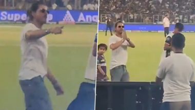 Fans Cheer With Joy As Shah Rukh Khan Takes a Victory Lap After KKR Qualifies for the IPL 2024 Final (Watch Video)