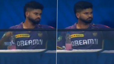 Shreyas Iyer Unconsciously Aces Bottle-Flip While Sitting in Dressing Room During MI vs KKR IPL 2024 Match, Video Goes Viral