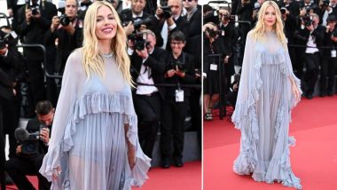Cannes 2024: Sienna Miller Stuns in a Sheer Baby Blue Dress by Chloe, Blends Ice Princess Elegance With Boho Queen Charm (View Pics)