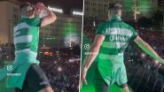 Sporting CP Player Ivan Fresneda Performs Cristiano Ronaldo’s Iconic ‘SIUUU’ Celebration on Stage in Front of Fans After Winning Liga Portugal 2023–24 Title (Watch Video)