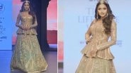 &lsquo;Absolutely Stunning!&rsquo; Tejasswi Prakash Gracefully Walks the Ramp in an Embellished Golden Ensemble and Actress&rsquo; Fan Can&rsquo;t Keep Calm (View Pics & Watch Videos)