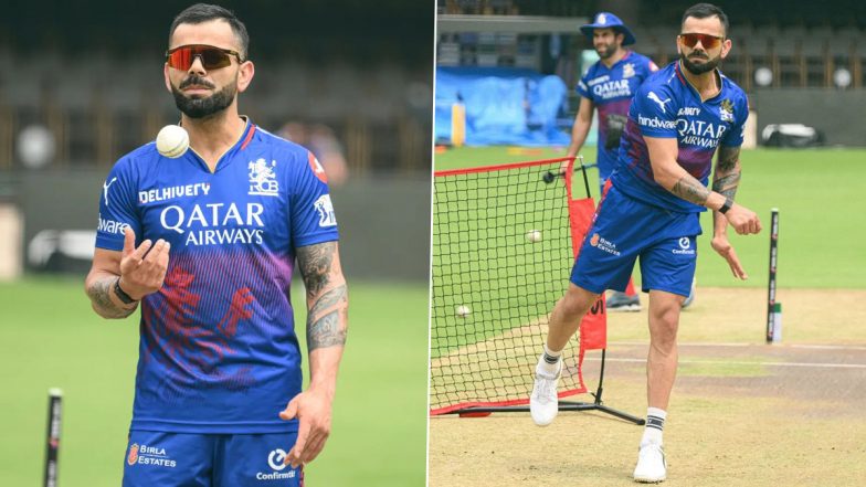 Virat Kohli Tries His Hand at Bowling During Training Session Ahead of RCB vs CSK IPL 2024 Match (See Pics)