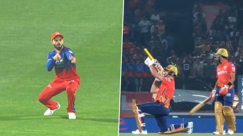 Virat Kohli Imitates Rilee Rossouw’s ‘Gun’ Celebration After Latter’s Dismissal in PBKS vs RCB IPL 2024 Match, Video Goes Viral