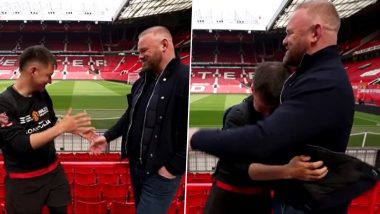 Manchester United Legend Wayne Rooney Surprises Fan Ochirvaani Who Completed a Monumental 14,000km Bike Ride From Mongolia to Old Trafford (Watch Video)