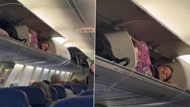 Woman Takes Nap in Overhead Compartment on Southwest Airlines Flight, Co-Passengers Record Bizarre Act, Video Goes Viral (Watch)