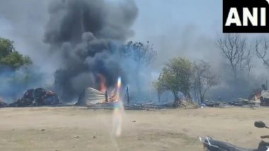 Karnataka: Huts Catch Fire After Gas Cylinder Blast in Yadgir, No Casualty Reported (Watch Video)