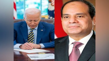 Israel-Palestine Conflict: Joe Biden Holds Telephonic Conversation With Egyptian Counterpart Abdel Fattah el-Sisi, Discuss Efforts To Secure Release of Hostages and Address Humanitarian Crisis in Gaza