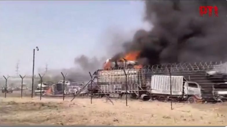 Delhi Fire: Blaze Erupts at Police Training Centre Yard in North Delhi, No One Injured (Watch Videos)