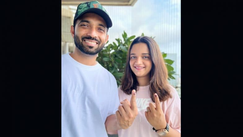 Ajinkya Rahane Casts Vote for Lok Sabha Elections 2024 in Mumbai Along With Wife Radhika Dhopavkar (See Pic)