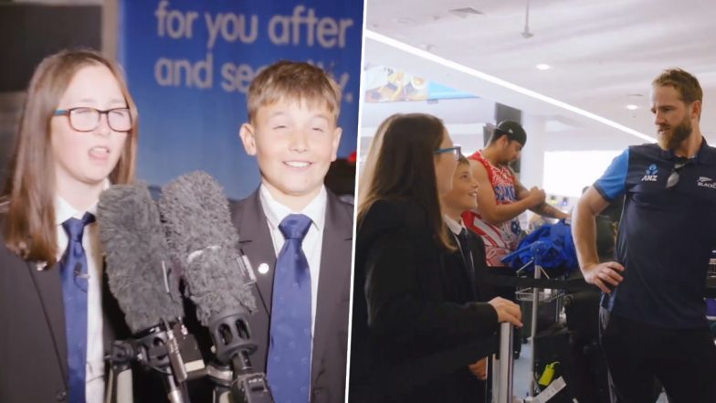 Two Kids Angus and Matilda Who Announced New Zealand's ICC T20 World Cup 2024 Squad See Off Team at the Airport for Tournament (Watch Video)