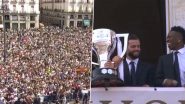 Carlo Ancelotti and Real Madrid Players Celebrate LaLiga 2023-24 Title Win with Fans, Conduct Parade Through Capital City (Watch Videos)