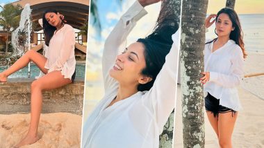 Shehnaaz Gill Embraces Beach Vibes in Mauritius, Looks Chic in White Tee and Black Shorts! (View Pics)