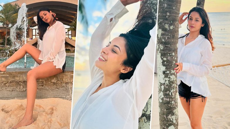 Shehnaaz Gill Embraces Beach Vibes in Mauritius, Looks Chic in Sheer Shirt and Black Shorts! (View Pics)