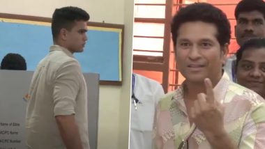 Sachin Tendulkar and His Son Arjun Tendulkar Cast Vote in Lok Sabha 2024 Elections in Mumbai (Watch Video)