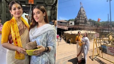 Raveena Tandon and Daughter Rasha Thadani Seek Blessings at Bhimashankar Temple (View Pics)