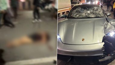 Pune Porsche Accident: Speeding Luxury Car Collides With Motorcycle, Killing Two in Kalyani Nagar, Driver Arrested; Disturbing Videos Surface