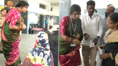 Madhavi Latha Asks Muslim Women to Remove Burkha to Prove Identity Inside Polling Booth in Hyderabad Lok Sabha Constituency, Video Goes Viral