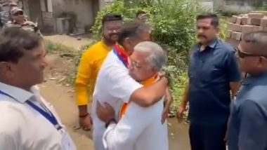 Dilip Ghosh, Kirti Azad Share Warm Hug: BJP and TMC Rival Candidates on Bardhaman-Durgapur Lok Sabha Seat Hug Each Other While Visiting Polling Booth in Constituency (Watch Video)