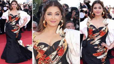 Aishwarya Rai Bachchan Dazzles at Cannes 2024 in Elegant Black Gown by Falguni and Shane Peacock (View Pics)