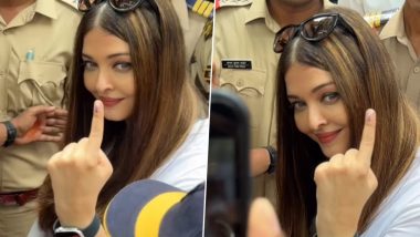 Aishwarya Rai Bachchan Casts Her Vote at Poling Booth in Mumbai for Lok Sabha Elections 2024, Actress Shows Off Her Inked Finger (Watch Video)