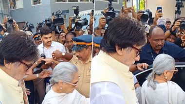 Amitabh Bachchan and His Wife Jaya Bachchan Exit Polling Booth After Casting Their Votes for Lok Sabha Elections 2024 (Watch Video)