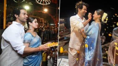 RajKummar Rao and Janhvi Kapoor Perform Ganga Aarti in Varanasi During Mr and Mrs Mahi Promotions (View Pics))