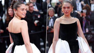 Cannes 2024: Aditi Rao Hydari Dazzles in Monochrome Gown on Red Carpet (View Pics)