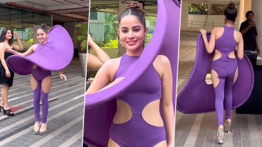 Uorfi Javed's Dramatic Fashion Choice Gets Trolled; Netizens Compare Her Outfit to 'Tata Sky' (Watch Video)