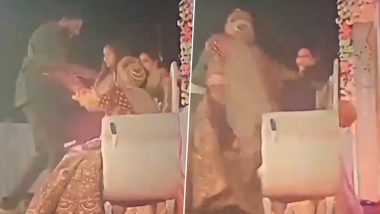 Groom Thrashed in Rajasthan Viral Video: Bride’s Alleged Ex-Boyfriend Attacks Her Husband on Stage During Wedding Reception in Bhilwara, Case Registered