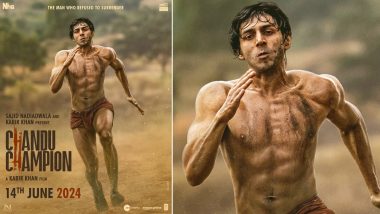 Chandu Champion First Poster OUT! Kartik Aaryan’s Wrestler Transformation Wows Fans in Kabir Khan’s Upcoming Film (View Pic)