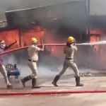 Karnataka Fire Video: Massive Blaze Erupts at Commercial Centre in Koppal, Firefighters Rush to Scene