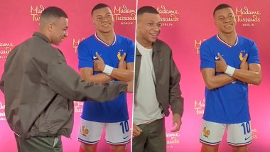 Kylian Mbappe Unveils His Wax Statue at Madame Tussauds Berlin, Admits Artwork As Impressive (Watch Video)