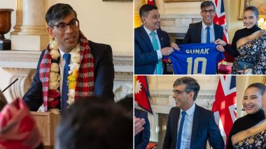 Manisha Koirala Meets UK Prime Minister Rishi Sunak to Commemorate UK-Nepal Friendship Treaty in London (See Pics)