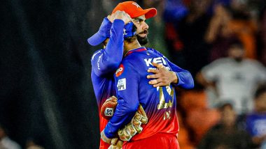 RR vs RCB IPL 2024 Eliminator: Virat Kohli Hugs Dinesh Karthik As Latter Receives Guard of Honour, Moment Hints at Last Dance for Veteran in Indian Premier League