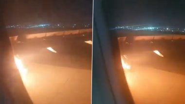 Air India Express Flight From Bengaluru to Kochi Makes Emergency Landing After Engine Catches Fire (Watch Video)