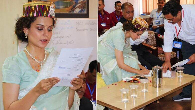 Kangana Ranaut Files Nomination From Mandi for 2024 Lok Sabha Elections (Watch Video & Pics)