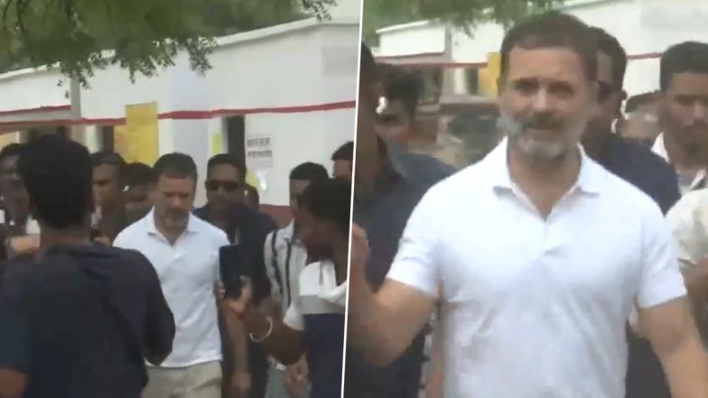 Raebareli Lok Sabha Election 2024: Congress Wayanad MP, Raebareli Candidate Rahul Gandhi Arrives at Polling Station in Uttar Pradesh Parliamentary Constituency To Inspect Poll Booths (Watch Video)