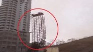 Mumbai Rains: Metal Parking Tower Collapses Amid Gusty Wind at Barkat Ali Naka on Wadala-Antop Hill Road; Vehicles Damaged (Watch Video)