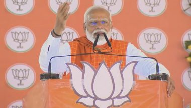 People Have To Decide if They Want ‘Vote Jihad’ or ‘Ram Rajya’, Says PM Narendra Modi at Lok Sabha Election Rally in Madhya Pradesh’s Khargone (Watch Video)