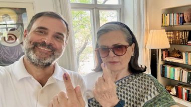 Lok Sabha Elections 2024 Phase 6: Congress' Rahul Gandhi and Sonia Gandhi Cast Their Votes in New Delhi Constituency, Takes Post-Poll Selfie (Watch Video)