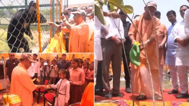 Yogi Adityanath Releases Asiatic Lion Pair 'Bharat' and 'Gauri' in Gorakhpur Zoo in Uttar Pradesh (Watch Video)