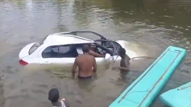 Telangana Accident: 56-Year-Old Man Killed After Car Loses Control and Plunges into Canal in Velpur (Watch Videos)