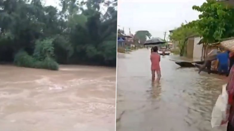 Assam Floods: Heavy Rains Affect 1.5 Lakh People in Karimganj Submerging 225 Villages; 40 Relief Camps Set Up in Different Revenue Circles Areas (Watch Videos)