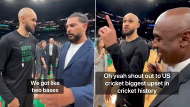 Boston Celtics Guard Derrick White Reminds Yuvraj Singh of US Team's Win Over Pakistan; Says, 'Shout Out to US Cricket, Biggest Upset in Cricket History' (Watch Video)