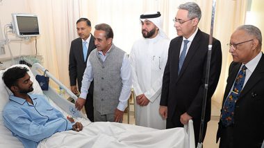 Kuwait Fire Tragedy: MoS Kirti Vardhan Singh Arrives in Mangaf, Visits Hospital To Meet Indians Injured in Blaze Incident (See Pics)