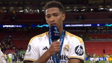 Kylian Mbappe to Real Madrid Transfer News: Jude Bellingham Drops Massive Hint on French Star Joining Los Blancos After UEFA Champions League 2023-24 Title Triumph (Watch Video)