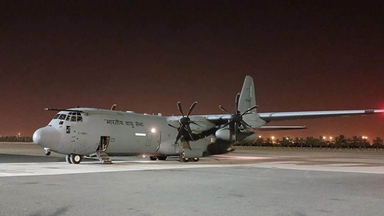Kuwait Fire Tragedy: IAF Aircraft Carrying Mortal Remains of 45 Indians Taken Off for Kochi, MoS Kirti Vardhan Singh Onboard (See Pics)